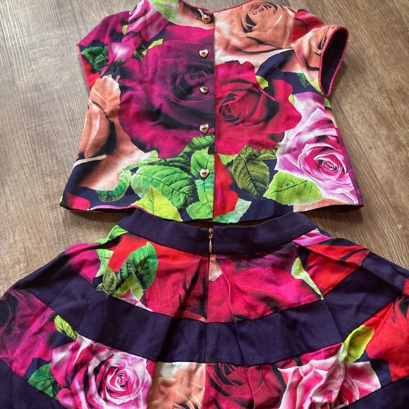 Ted Baker Girls Floral Skirt and Top - Picture 2 of 2